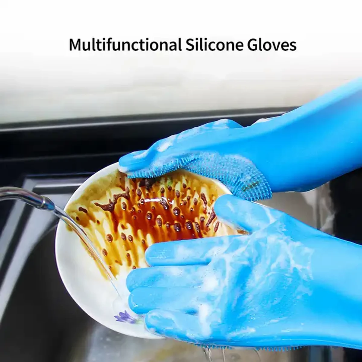 Silicon Scrubber | Dish Washer Hand Golves |1 Pair