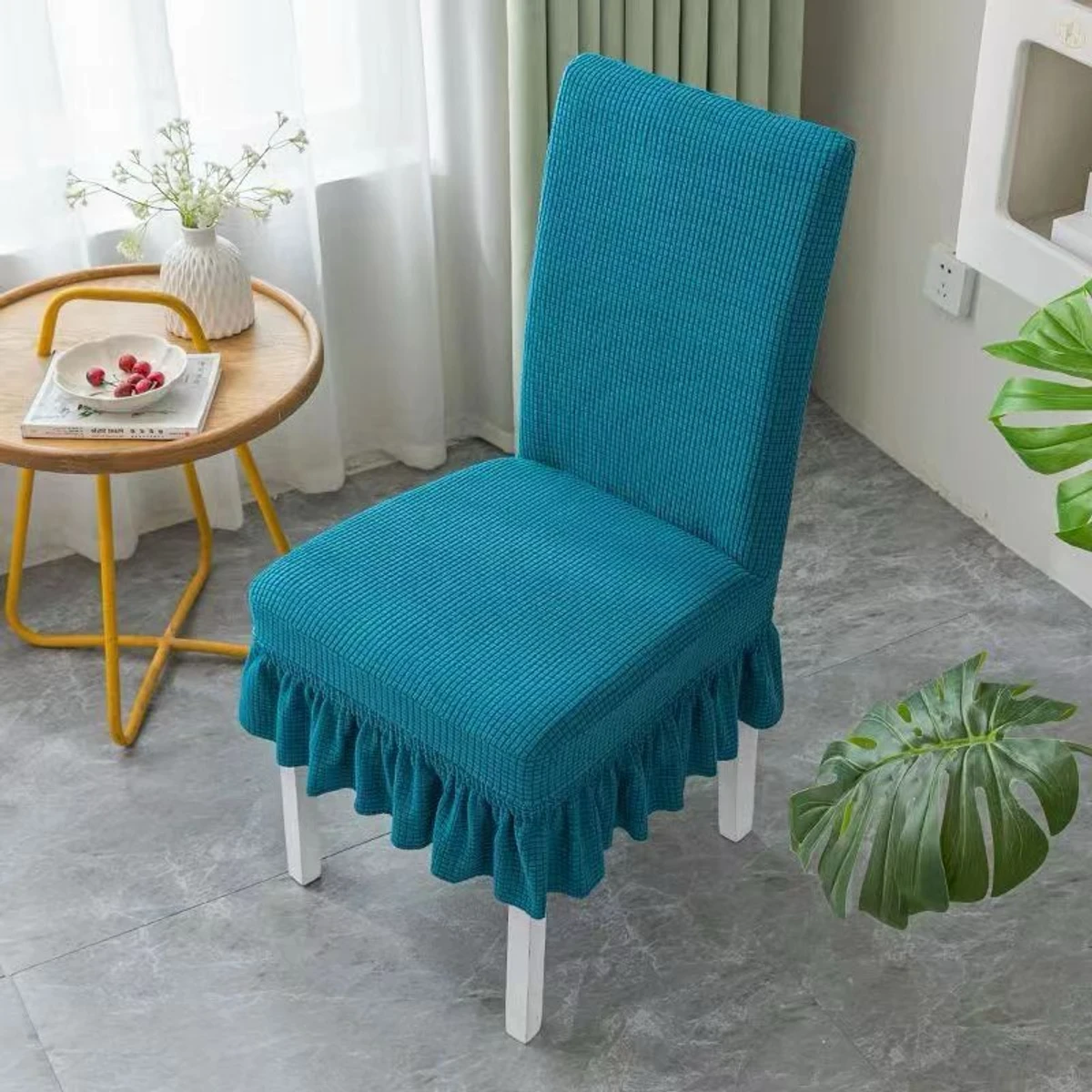 Solid Color Chair Covers for Dining Room Seat (sky blue)